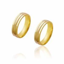 Par de Alianças de Casamento Diana Ouro com Abaulamento Central 5,2mm 10g