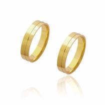 Par de Alianças de Casamento Diana Ouro Reta Friso Lateral 4.5mm e 6 g Par de Alianças de Casamento Diana Ouro Reta Friso Lateral 4.5mm e 6 g