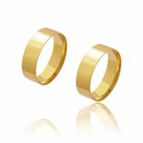 Par de Alianças de Casamento Diana Ouro Reta Lisa 6mm 7g