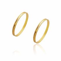 Par de Alianças de Casamento Zeus em Ouro Trabalhada Reta 1,75mm 1,4g