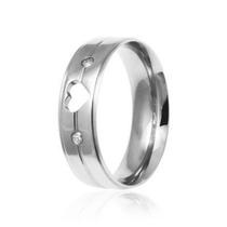 Par de Alianças de Compromisso - Aço Inox 7mm - Com Pedras