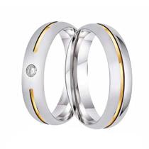 Par de Alianças de Compromisso - Aço Inox 8mm - Com Filete de Ouro Par de Alianças de Compromisso - Aço Inox 8mm - Com Filete de Ouro