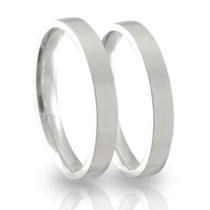 Par de Alianças de Compromisso - Prata Lisa 4mm Par de Alianças de Compromisso - Prata Lisa 4mm