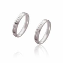 Par de Alianças de Namoro Monet Prata Fosca Abaulada com Brilhante 3,8mm 6g Par de Alianças de Namoro Monet Prata Fosca Abaulada com Brilhante 3,8mm 6g