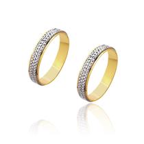 Par de Alianças de Noivado Apolo Trabalhada em Ouro Amarelo e Branco 4,2mm 4,6g Par de Alianças de Noivado Apolo Trabalhada em Ouro Amarelo e Branco 4,2mm 4,6g