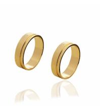 Par de alianças de Ouro 18 K Cronos Diamantadas de 5 mm e 6 g