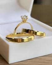 Par de Alianças de Ouro 18k 3mm 4 gramas Casamento