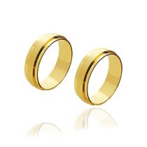 Par de alianças de Ouro de 6 mm com friso lateral e 7 g Par de alianças de Ouro de 6 mm com friso lateral e 7 g