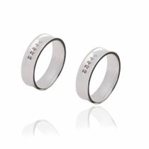 Par de alianças de Prata modelo Tivoli com 12g e brilhantes Par de alianças de Prata modelo Tivoli com 12g e brilhantes