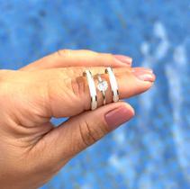 Par De Alianças Diamantadas Prata 950 Legítima + Solitário Par De Alianças Diamantadas Prata 950 Legítima + Solitário