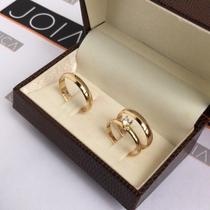 Par de Alianças Diana Ouro 18K com 4 mm e Solitário em Ouro 18K. Enviar msg com sua numeracao