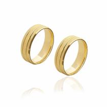 Par de alianças em Ouro 18 K diamantadas de 5 mm e 5g Par de alianças em Ouro 18 K diamantadas de 5 mm e 5g