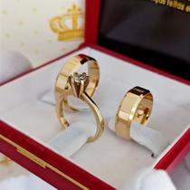 Par de alianças Fabricadas em Cobre banhadas a ouro 18k 5mm ANEL CORtESIA - Believe jóias