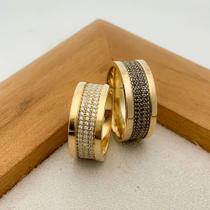 Par de Alianças Folheada a Ouro 18k Alta Joalheria