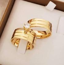 Par de Aliancas Luna em Ouro 18K com 5mm de largura. SOLITARIO SEMI JOIA DE PRESENTE. ENVIE MSG NO CHAT PARA INFORMAR NUMERACAO E GRAVACAO