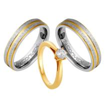 Par de Alianças Magnet + Solitário Ibiza