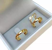Par de Alianças Ouro 18k 3mm 3 Gramas Tradicional Casamento