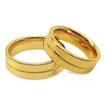 Par De Alianças Ouro 18k Banhada Casamento Tungstênio 6mm Chanfrada Lisa Namoro ou Noivado