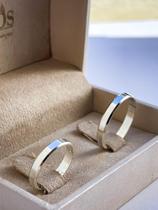 Par de alianças Prata 950 3mm, Desquinada, Lisa