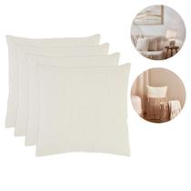 Par De Almofadas Bege Texturizadas Boho Chic 43x43cm Para Sala Ou Cama