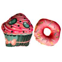 Par de Almofadas Cheias Cake Donuts Rosê/Tiffany 40cm x 40cm - Com Viés