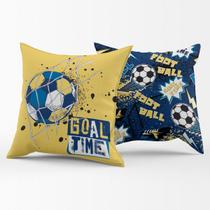 Par de Almofadas Cheias Futebol Goal Amarelo/Azul Marinho 45cm x 45cm - Enchimento Refil em Silicone Par de Almofadas Cheias Futebol Goal Amarelo/Azul Marinho 45cm x 45cm - Enchimento Refil em Silicone