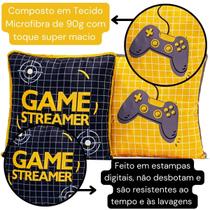 Par de Almofadas Cheias Game Streamer Preto/Amarelo 45cm x 45cm - Com Viés