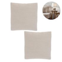 Par De Almofadas Decorativas 45x45cm Em Veludo Bege Claro Estilo Escandinavo