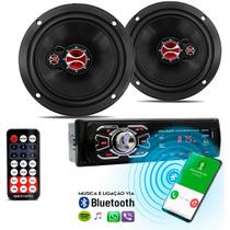 Par de Alto Falantes 6 Polegadas + Rádio Bluetooth MP3 USB