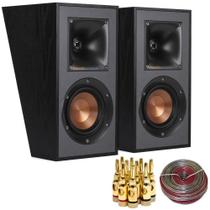 Par de alto-falantes Klipsch Reference R-41SA Dolby Atmos de alto desempenho, carregados por buzina, com 5 pares de plugues banana e cabo de fio de alto-falante pesado de 50 pés de calibre 16 AWG Par de alto-falantes Klipsch Reference R-41SA Dolby Atmos de alto desempenho, carregados por buzina, com 5 pares de plugues banana e cabo de fio de alto-falante pesado de 50 pés de calibre 16 AWG