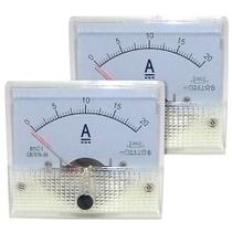 Par de Amperímetros Analógicos 20A DC Sem Shunt