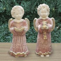 Par De Anjos De Gesso Barroco Mineiro Rosa Estátua Decorativa Par De Anjos De Gesso Barroco Mineiro Rosa Estátua Decorativa