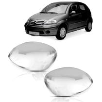 Par de Aplique Cromado Retrovisor Peugeot 206/207 Citroen C3 03/11 XSara03/12 LD e LE