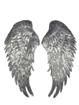Par De Apliques Asa De Anjo Paetê Termocolante Brilho Luxo 26,5x25cm