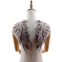 Par de apliques Liveish Angel Wing bordado marrom 39x15cm
