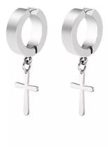 Par De Argola Cruz Aço Inoxidável Masculino Feminino R:1094