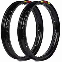 Par De Aros Folhas Moto Titan 125 150 160 Preto Brilhante Alumínio