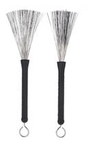 Par de Baqueta Vassourinha Mpro Retrátil Aço Bateria e Cajon