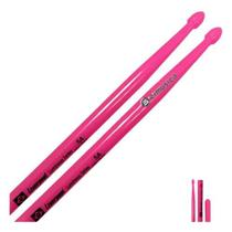 Par de Baquetas de Fibra para Bateria Liverpool - Modelo Rosa Neon Fluorescente em Tamanho 5A