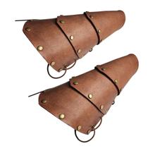 Par De Braceletes Armadura Couro De Placas Marrom Cosplay Par De Braceletes Armadura Couro De Placas Marrom Cosplay