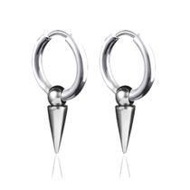 par de Brinco Argola em aço titânio rock punk estilo cone prateado banda bts roqueiro correntinha