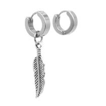 Par de Brinco De argola com Penas pena peninha Masculino Feminino Em Aço não escurece Inox Punk Par de Brinco De argola com Penas pena peninha Masculino Feminino Em Aço não escurece Inox Punk