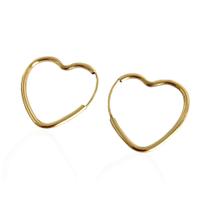 Par De Brinco De Argola Coração Ouro 18k 750 1,8cm