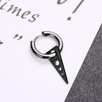 par de Brinco de argola em aço inox preto Titânio Aço Triângulo Triangular lança Seta Clip cone