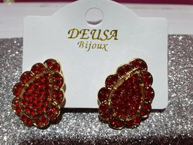 Par de Brinco Deusa Dourado com Vermelho Par de Brinco Deusa Dourado com Vermelho