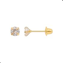 Par De Brinco Em Ouro 18k Com Pedra De Zircônia De 4mm