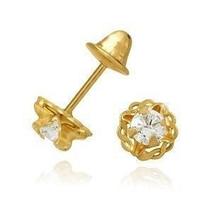 Par De Brinco Infantil Em Ouro Amarelo 18k-750