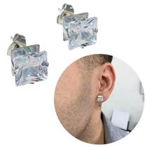 Par de Brinco masculino zircônia quadrado aço cirúrgico inox Par de Brinco masculino zircônia quadrado aço cirúrgico inox