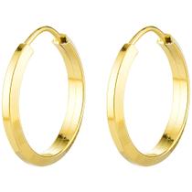 Par de Brinco Ouro 18k Argola Argolinha Redonda Fio Chanfrado M-1100