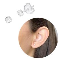 Par De Brinco Pequeno Prata 925 Legítima Ponto de Luz 3mm